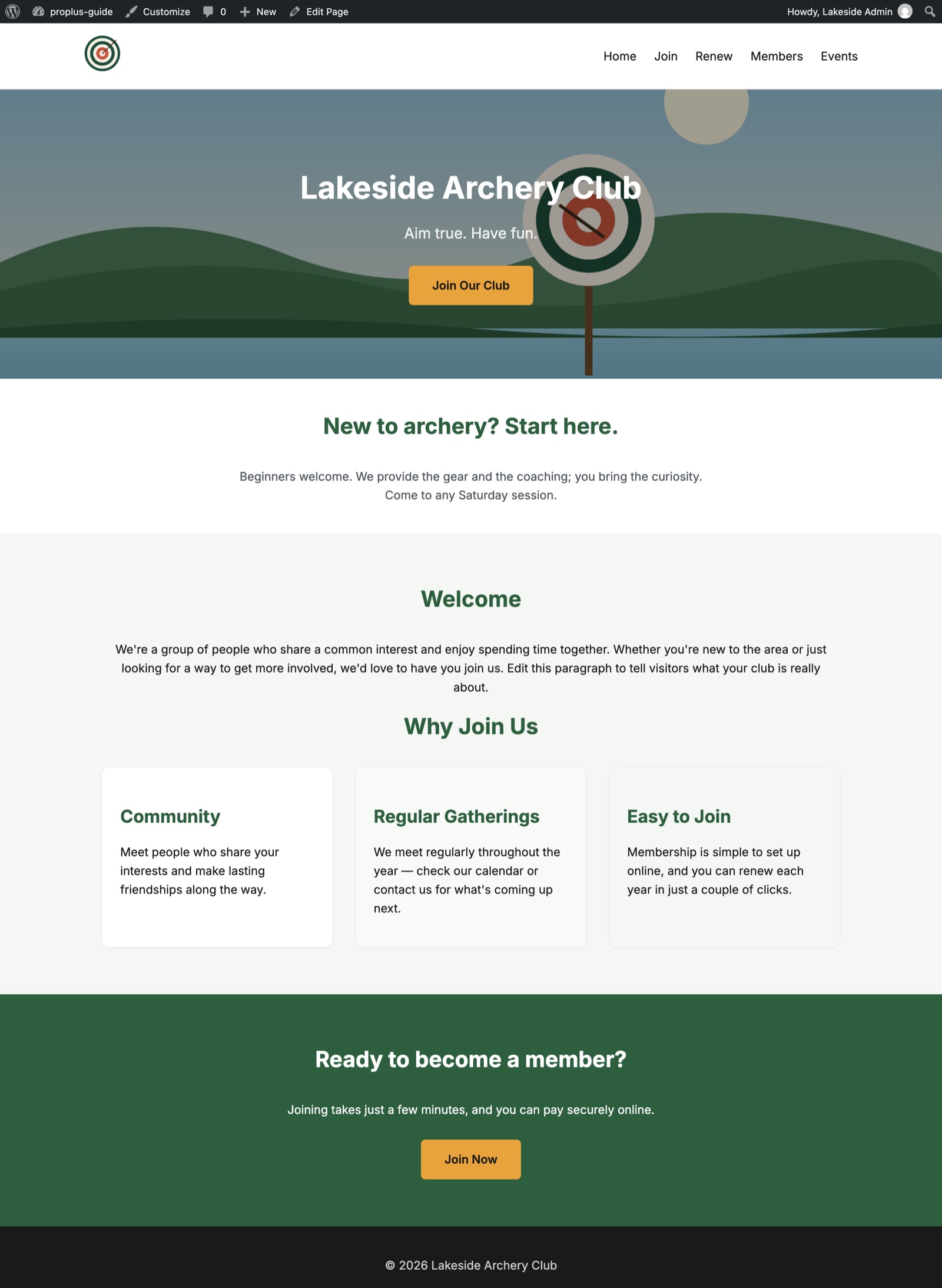 The finished home page
